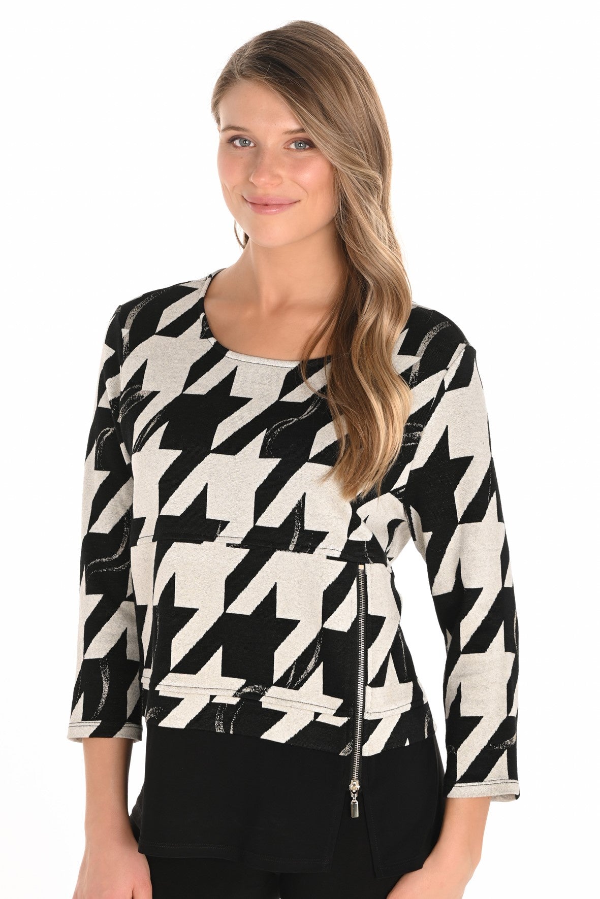 253281 Jacquard Zip Sweater