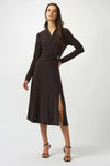 253235 Silky Knit Fit and Flare Wrap Dress