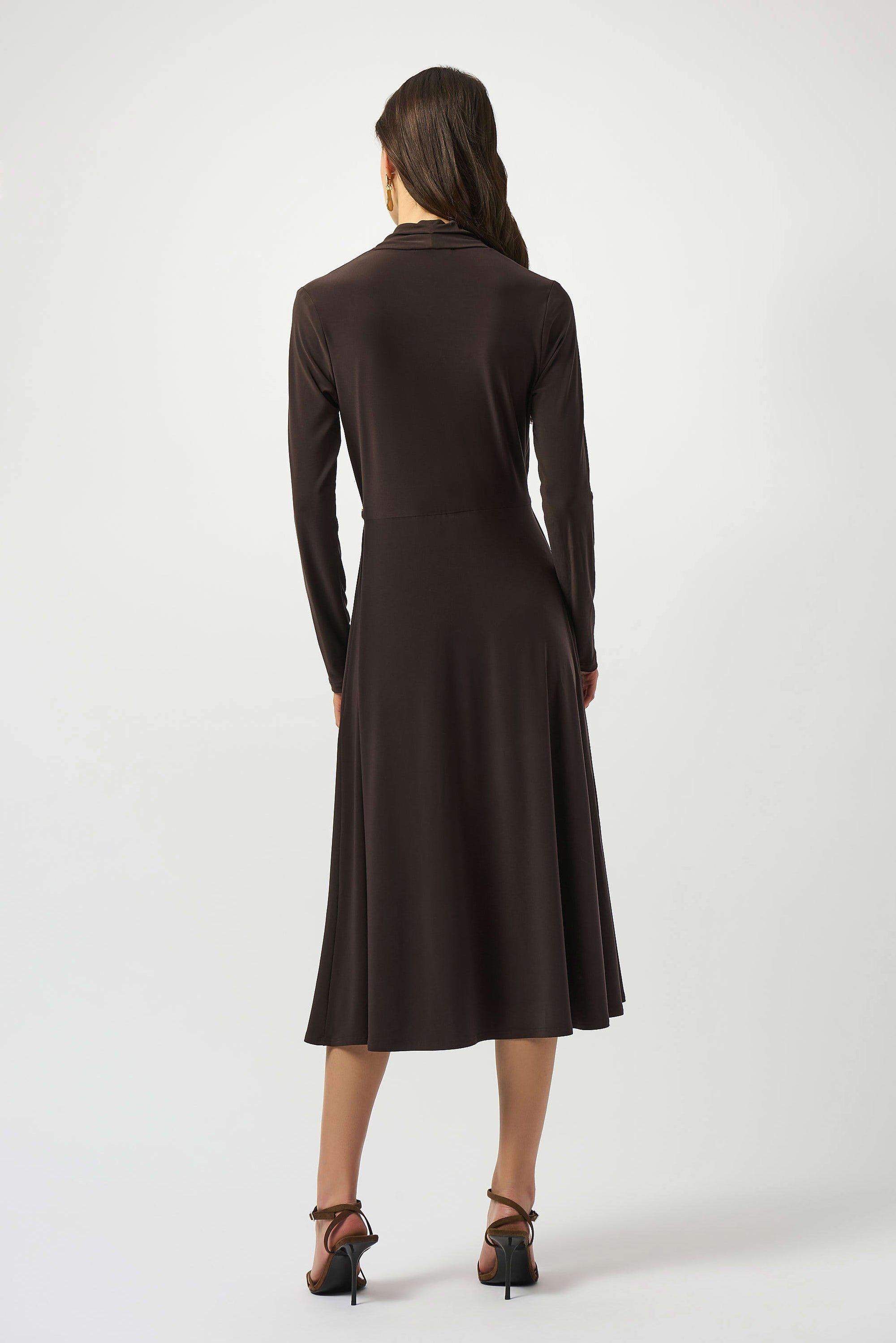 253235 Silky Knit Fit and Flare Wrap Dress