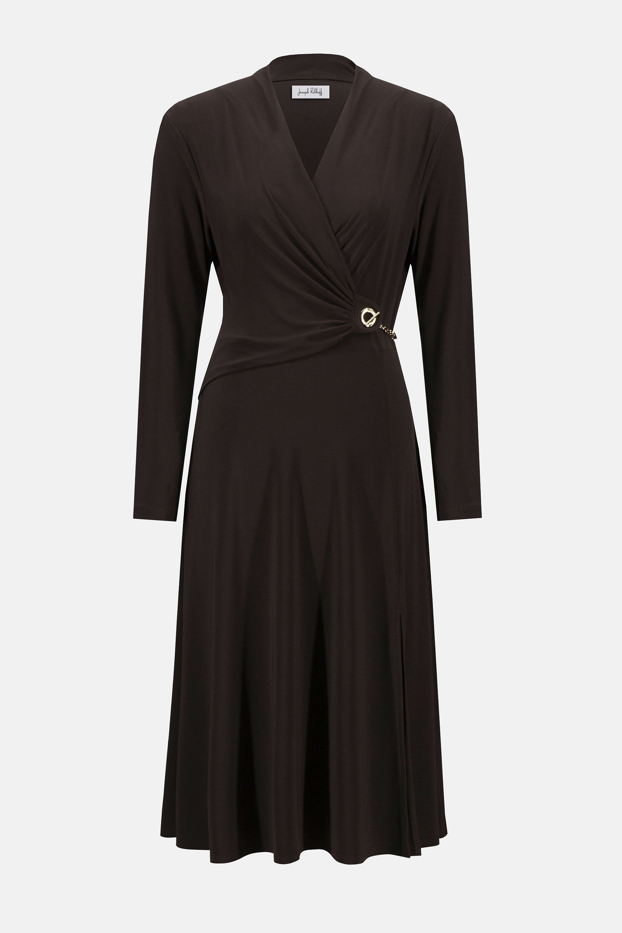 253235 Silky Knit Fit and Flare Wrap Dress