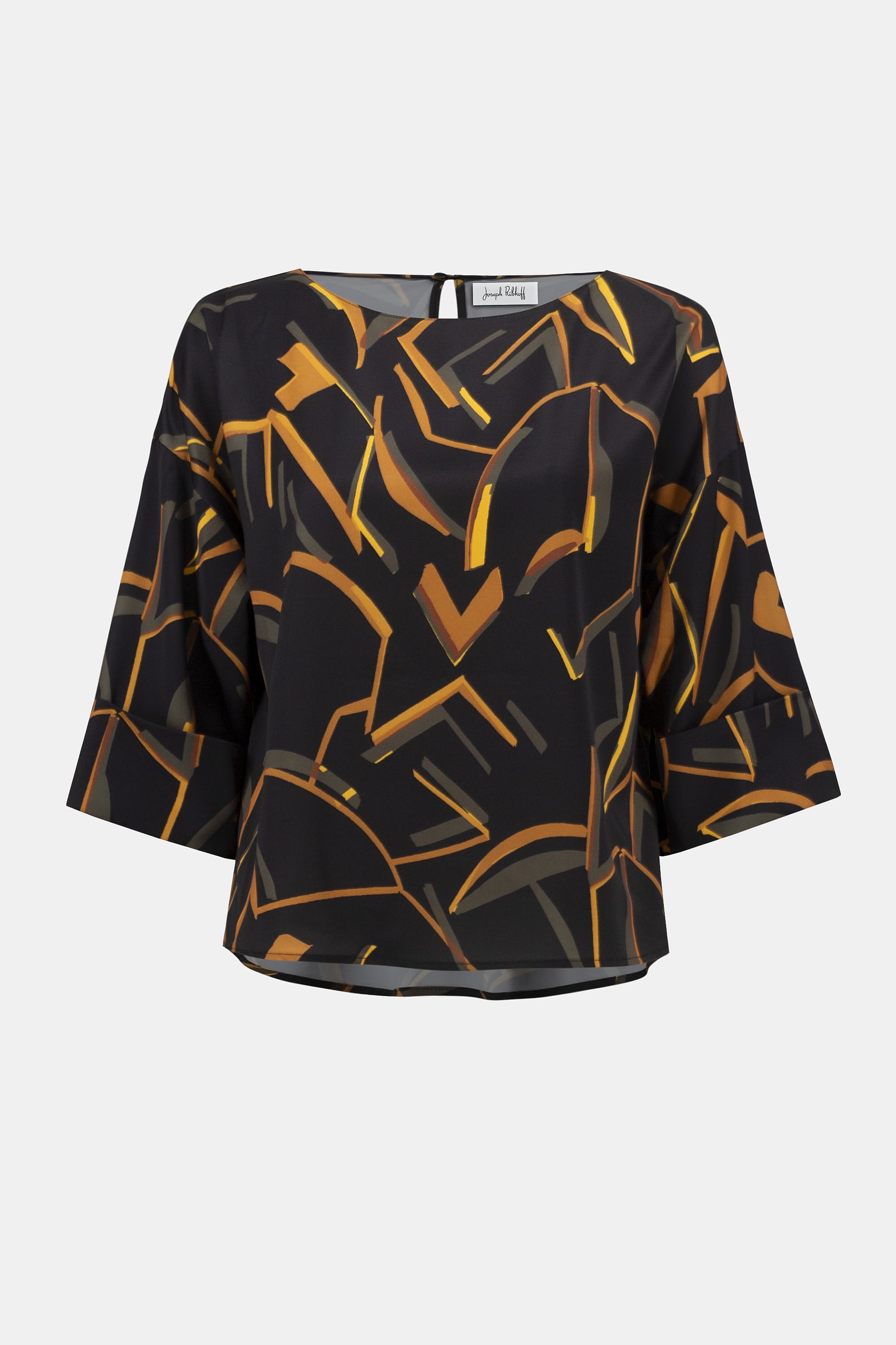 253238 Golden Geometric Print Boxy Top