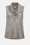 253277 Foiled Melange Knit Sleeveless Shawl Cowl