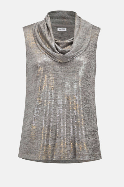 253277 Foiled Melange Knit Sleeveless Shawl Cowl