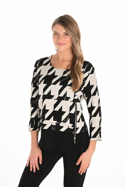 253281 Jacquard Zip Sweater