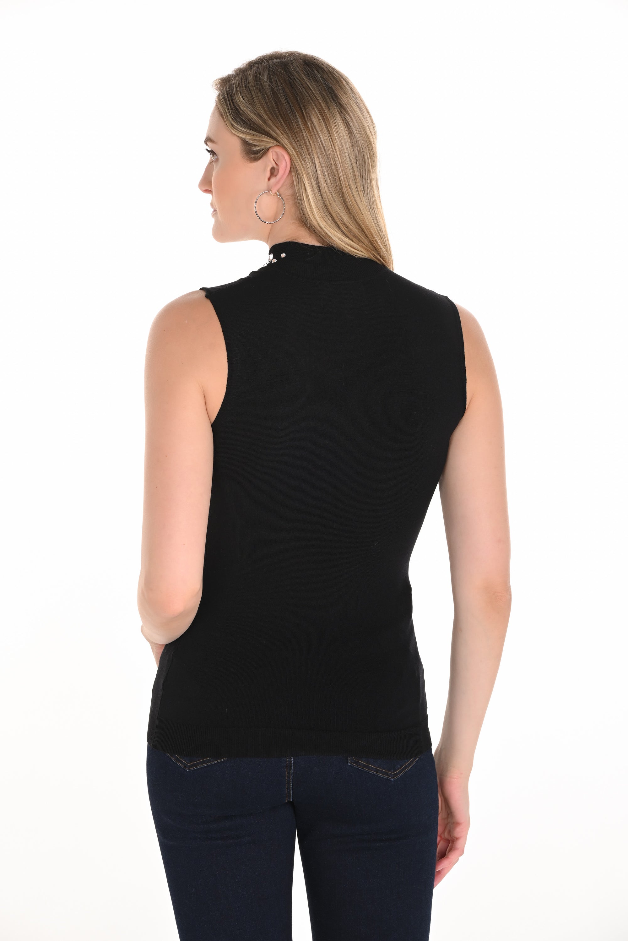 253718 Crystal Turtle Neck Tank Top