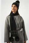 253969B  Black Knitted Faux Fur & Pompom Hat