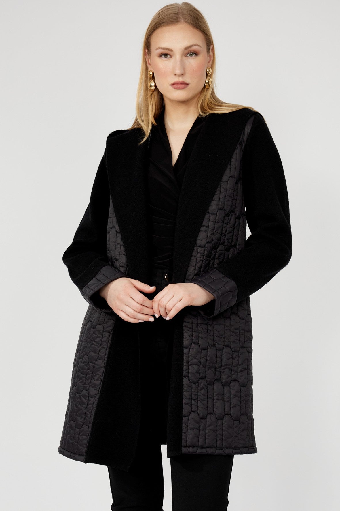 253759 Cozy Quilted Coat Jacket With Hood