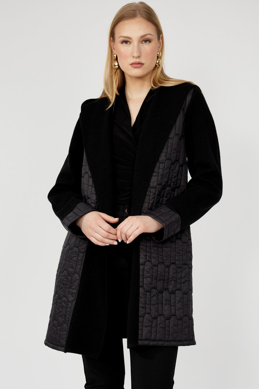 253759 Cozy Quilted Coat Jacket With Hood