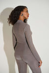 253789 Shimmer Wrap-Style Fitted Top