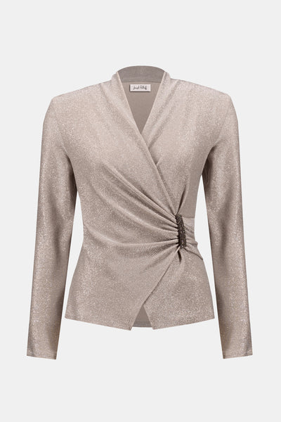 253789 Shimmer Wrap-Style Fitted Top