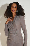 253789 Shimmer Wrap-Style Fitted Top