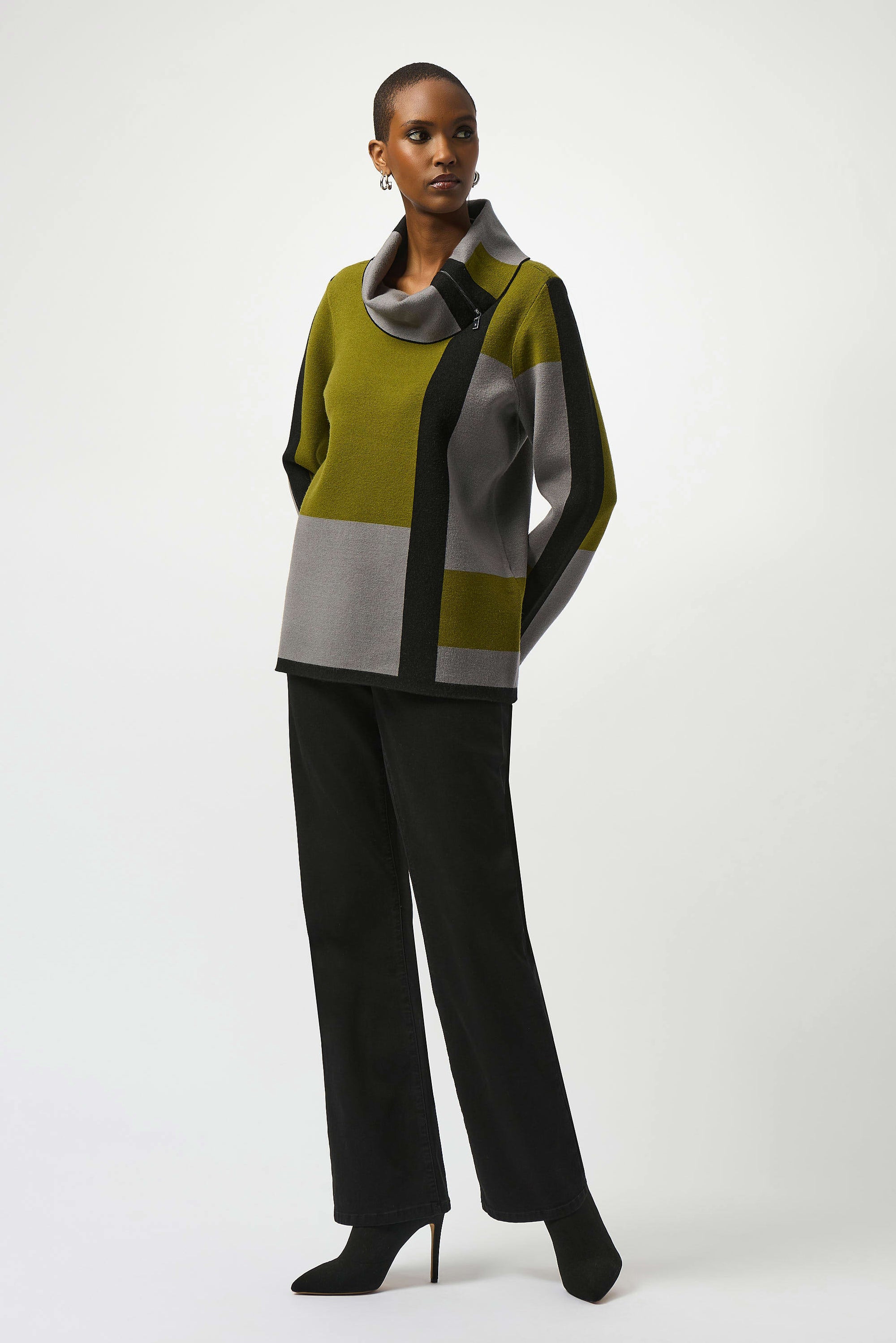 253911 Jacquard Sweater Colour Block Pullover