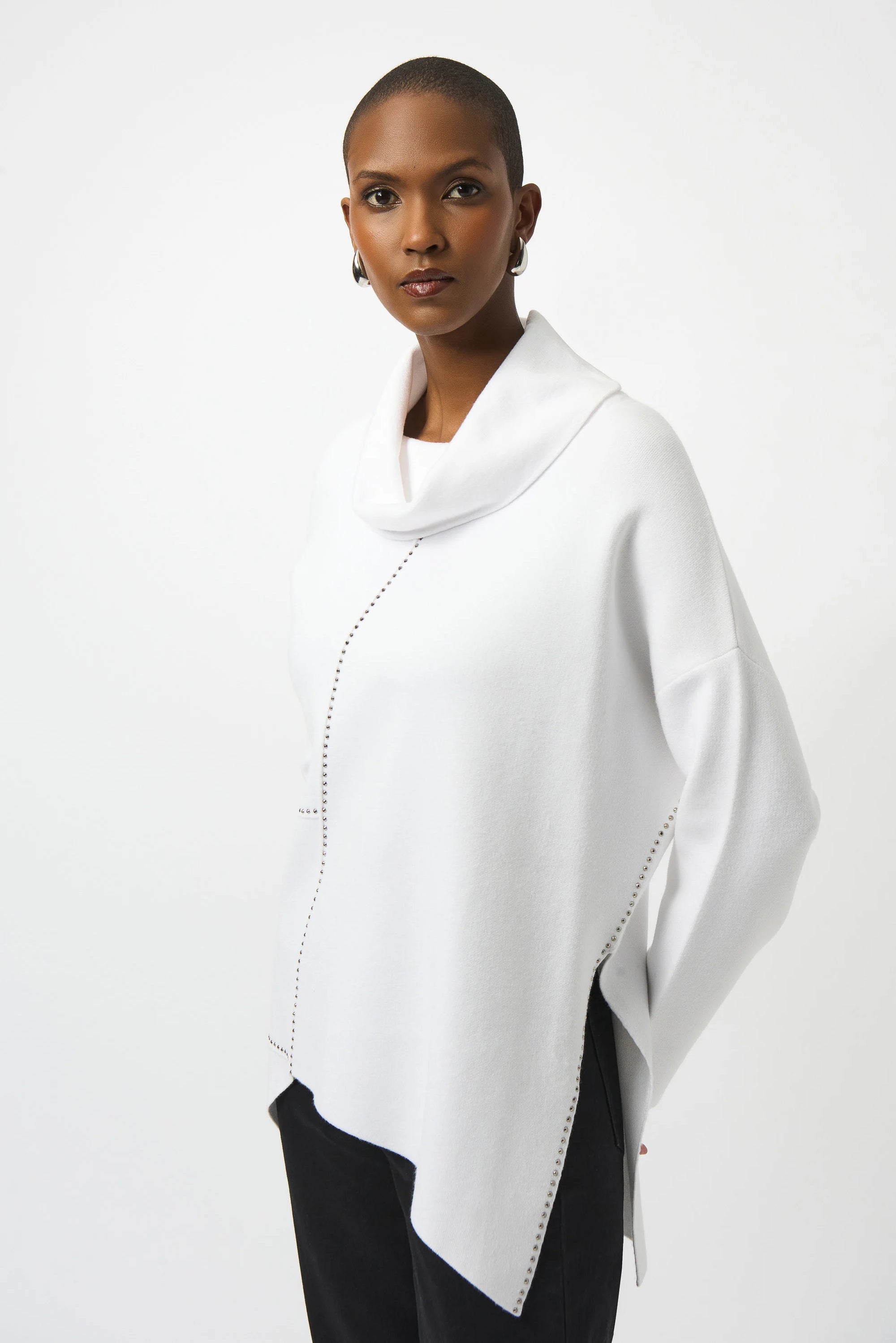 253913  Oatmeal Asymmetrical Cowl Neck Jumper