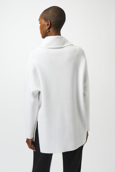 253913W White Asymmetrical Cowl Neck Jumper