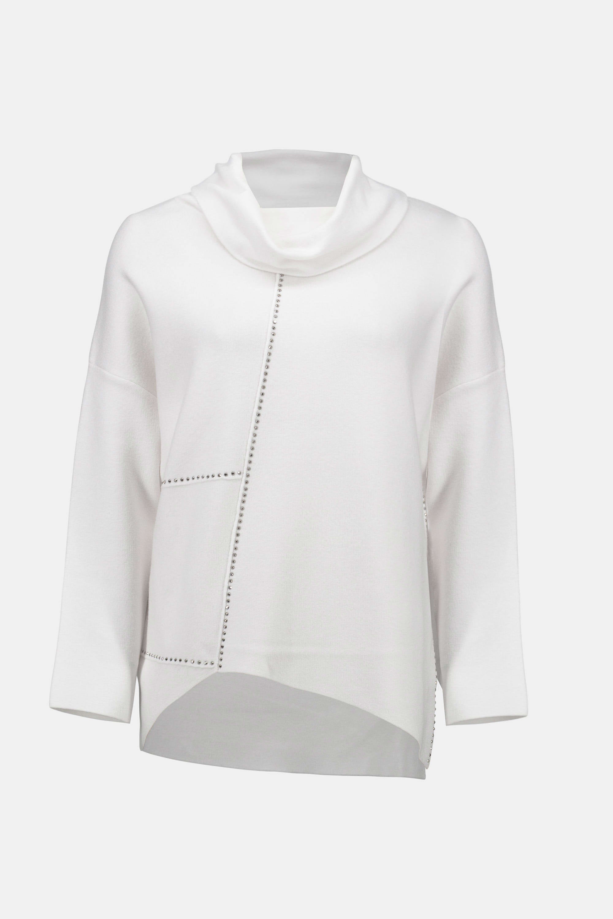 253913W White Asymmetrical Cowl Neck Jumper