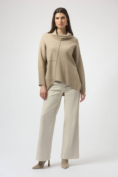 253913W White Asymmetrical Cowl Neck Jumper