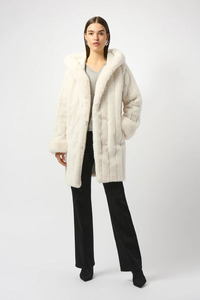 253926W - White Reversible Faux Mink Coat