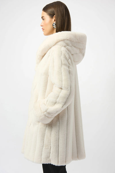 253926W - White Reversible Faux Mink Coat