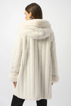 253926W - White Reversible Faux Mink Coat