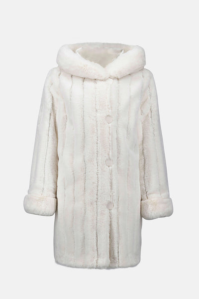 253926W - White Reversible Faux Mink Coat