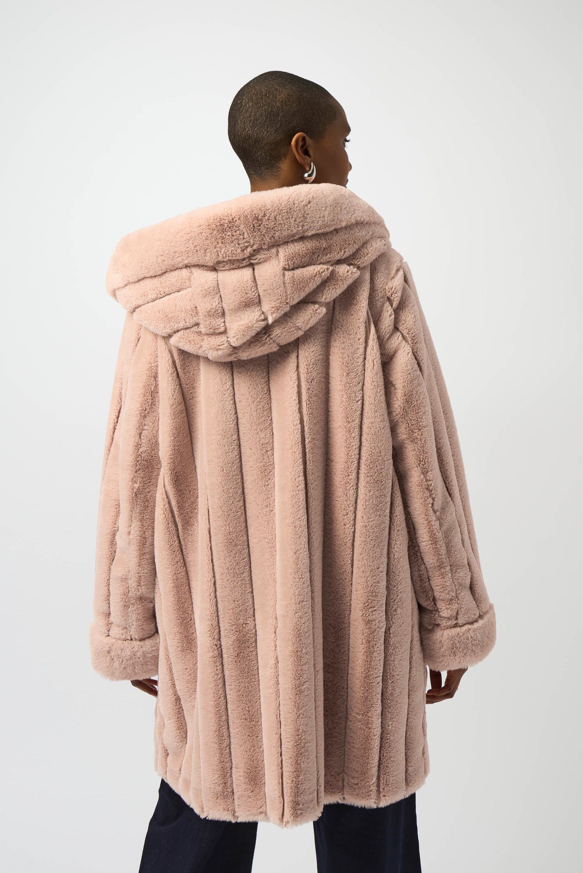 253926P - Pink Reversible Faux Mink Coat