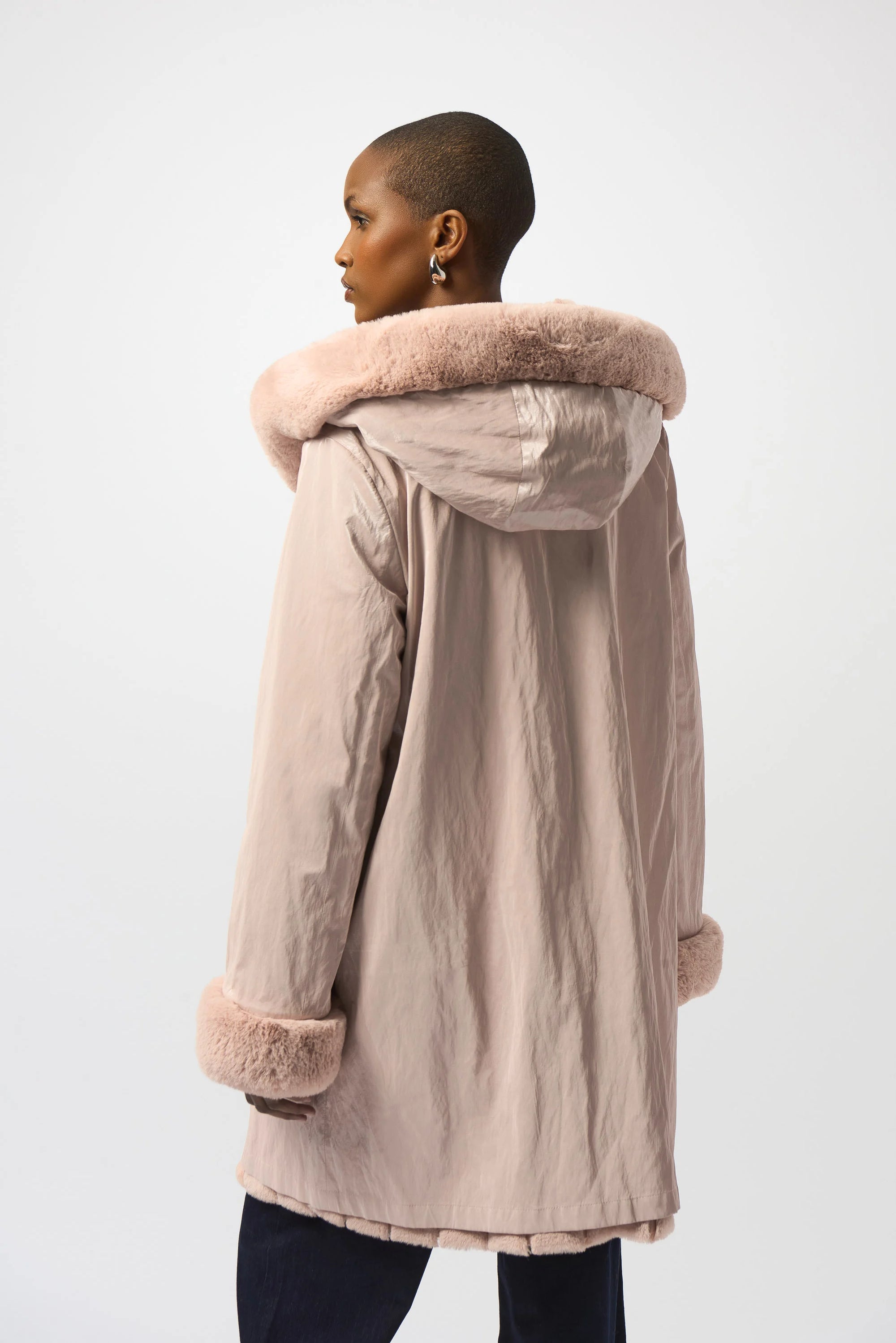 253926P - Pink Reversible Faux Mink Coat