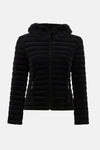 253928 Stretch Velvet Puffer with Faux Fur Collar