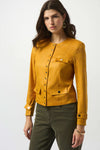 253935 Square Dome Foiled Faux Suede Fitted Jacket