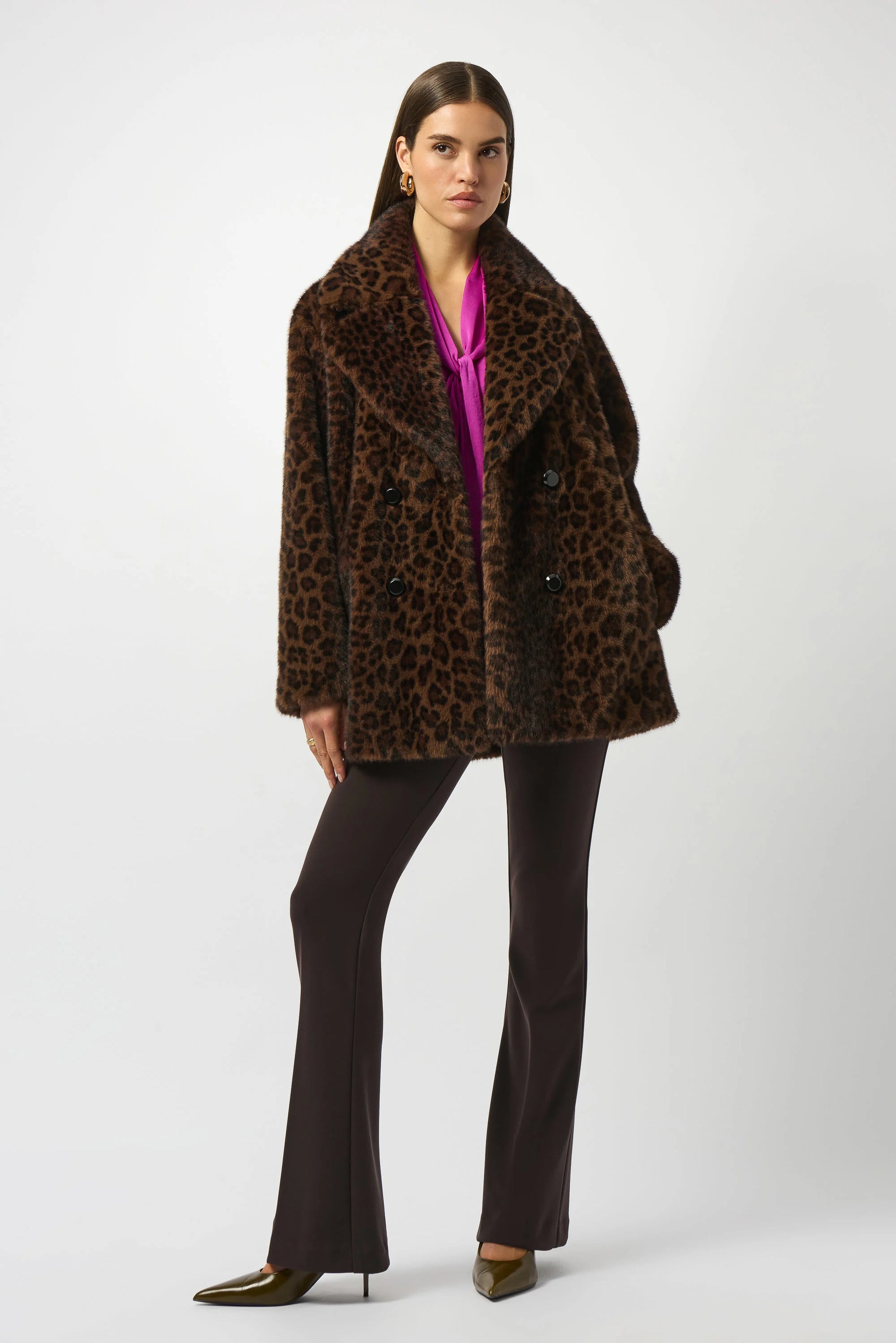 253937  Chocolate Leopard Fur Coat