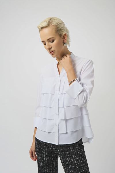 253944 Stretch Poplin Ruffled Blouse