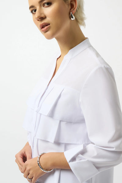 253944 Stretch Poplin Ruffled Blouse