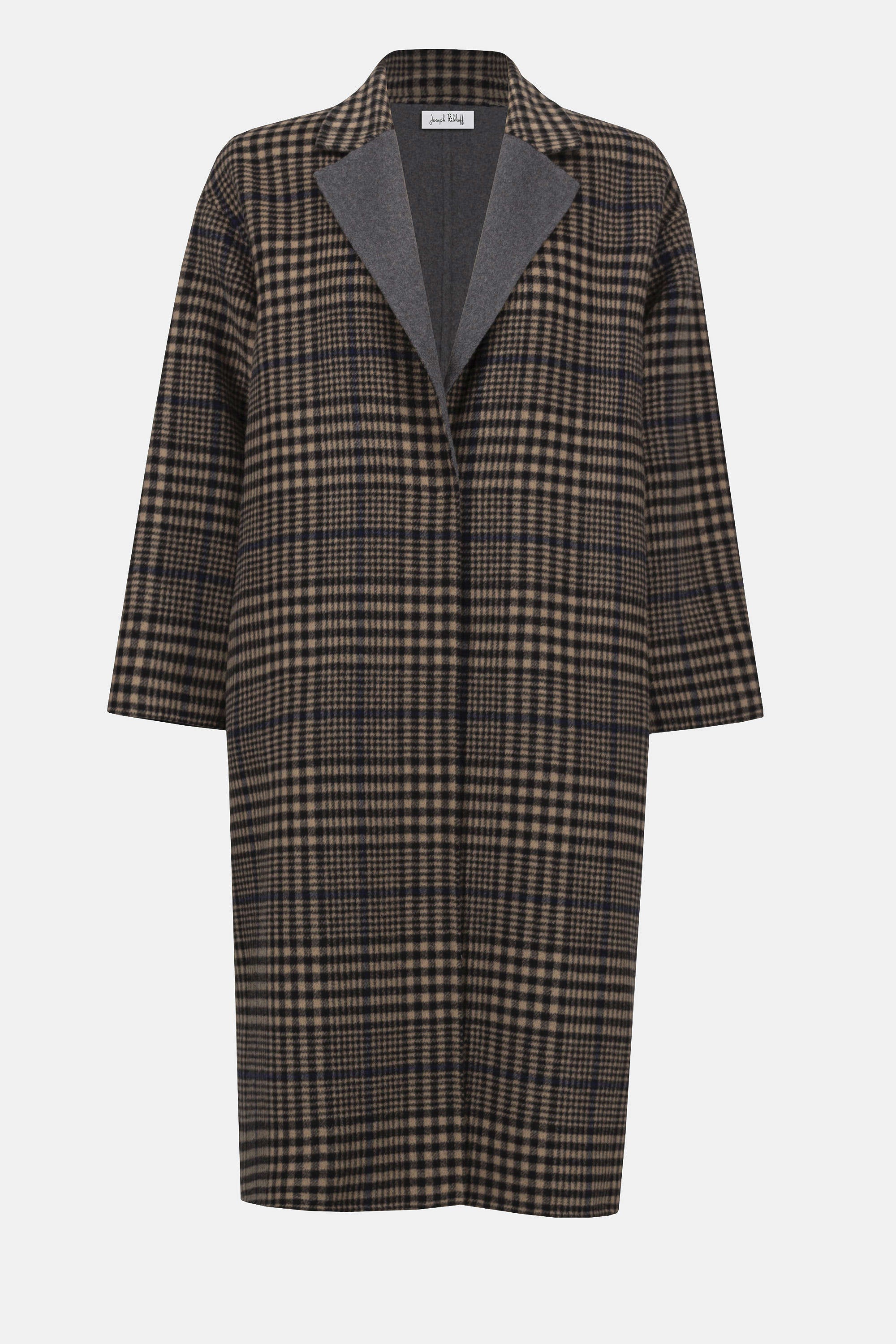 253946   Wool Blend Plaid Double-Faced Coat
