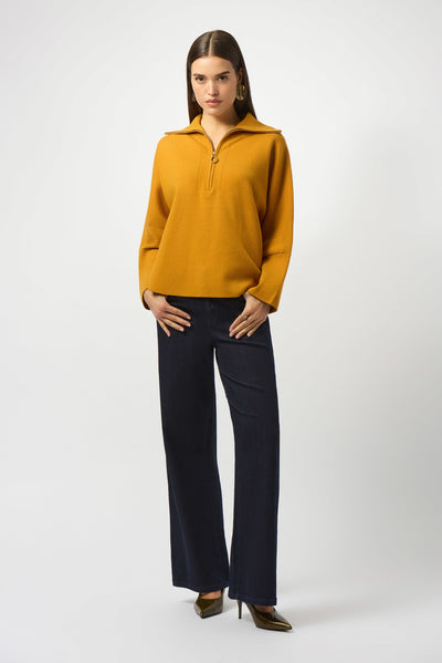 253963 Zip Collar Sweater Knit Boxy Jumper