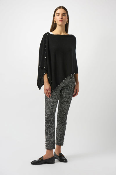 253968 Cashmere Poncho with Pearl Detailing