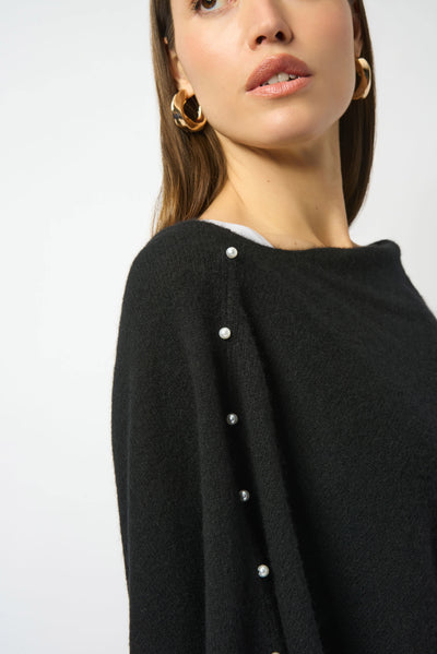 253968 Cashmere Poncho with Pearl Detailing