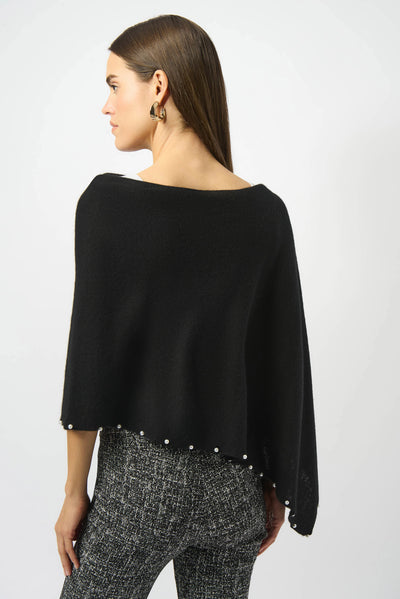 253968 Cashmere Poncho with Pearl Detailing