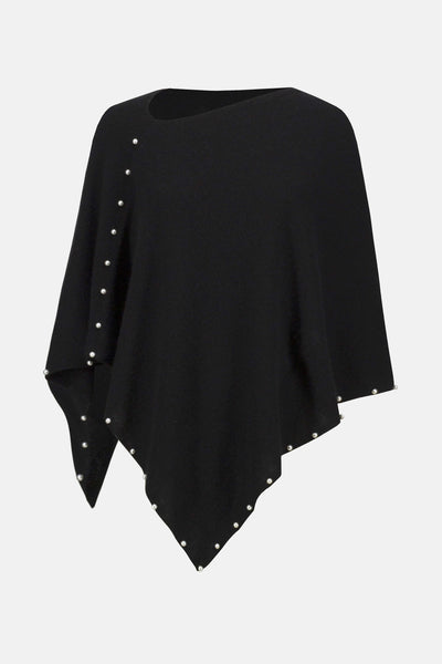 253968 Cashmere Poncho with Pearl Detailing