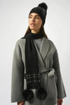 253970B  Black Knitted Faux Fur & Pompom Scarf