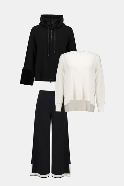 253980 Vanilla Cashmere Relaxed Fit Sweater With Detailing