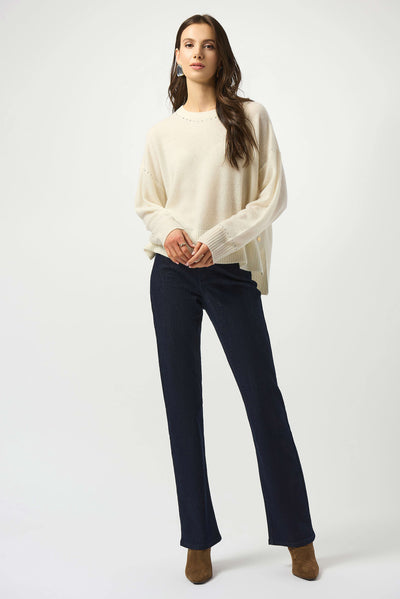 253980 Vanilla Cashmere Relaxed Fit Sweater With Detailing