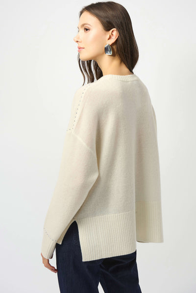 253980 Vanilla Cashmere Relaxed Fit Sweater With Detailing