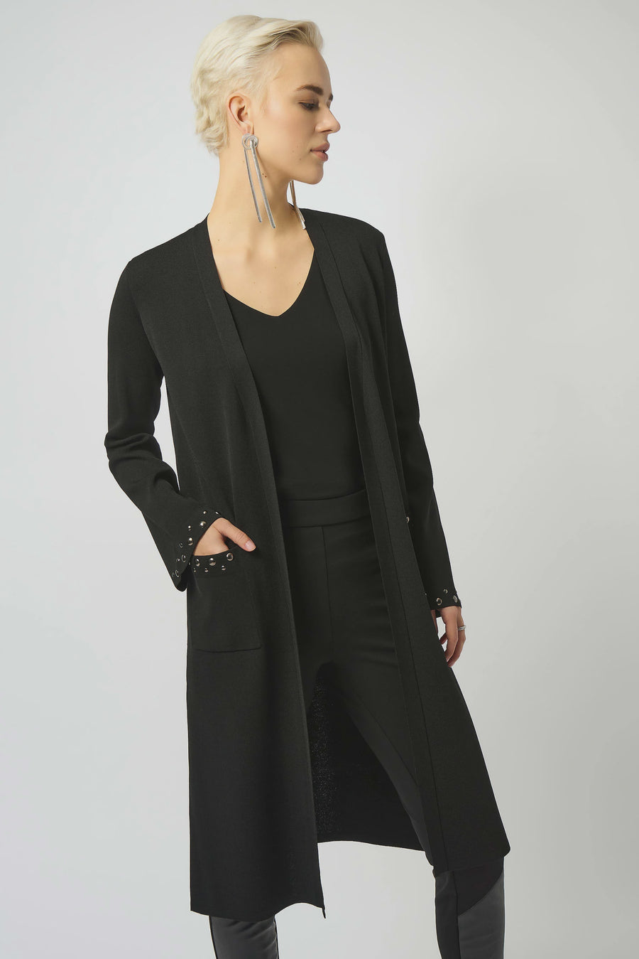 253990 Dome Detail Sweater Knit Cardigan Coat