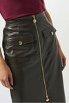 253991 Leatherette Long Pencil Skirt