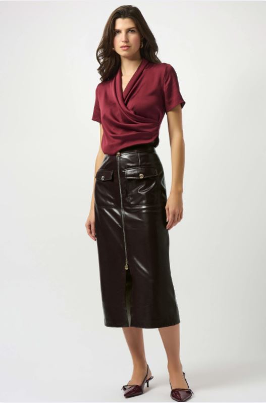 253991 Leatherette Long Pencil Skirt