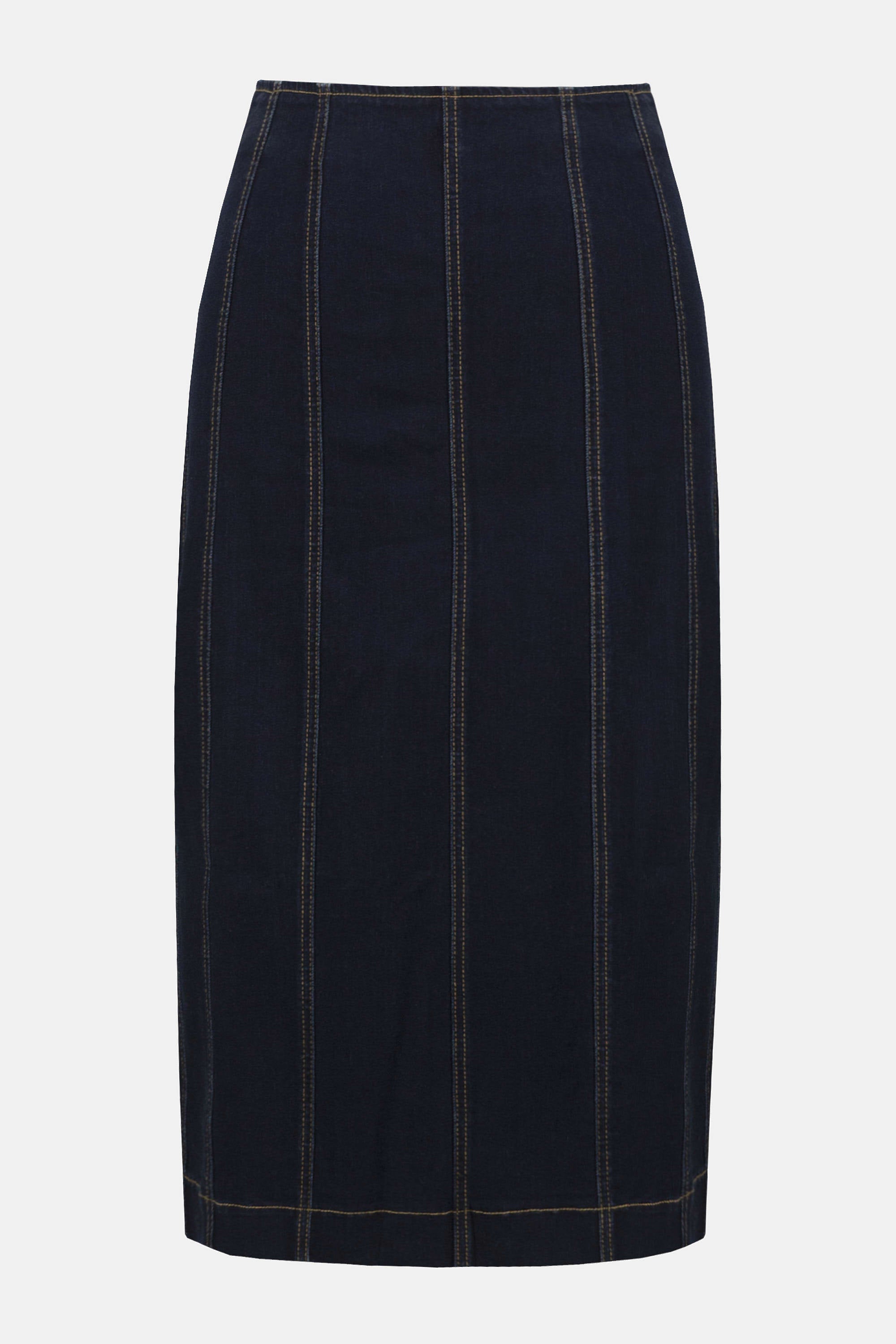 253996 Denim Panelled Stretch Pencil Skirt