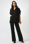 253998  Trimmed Poncho Sleeve Zip Jacket