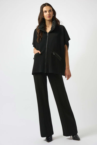 253998  Trimmed Poncho Sleeve Zip Jacket