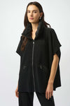 253998  Trimmed Poncho Sleeve Zip Jacket