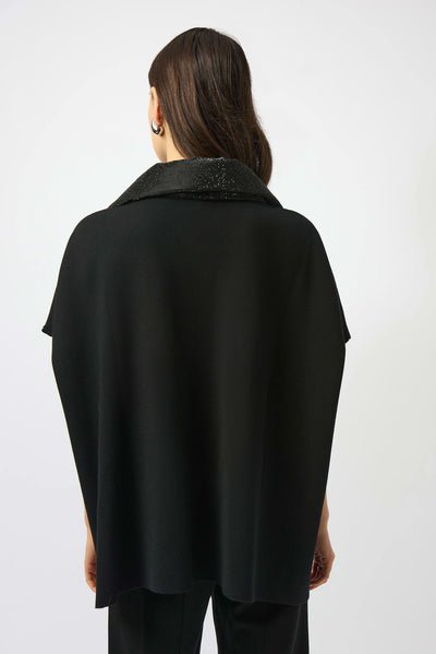 253998  Trimmed Poncho Sleeve Zip Jacket