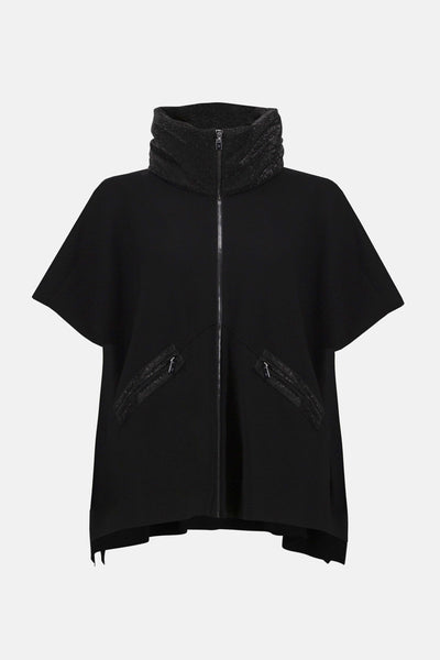 253998  Trimmed Poncho Sleeve Zip Jacket